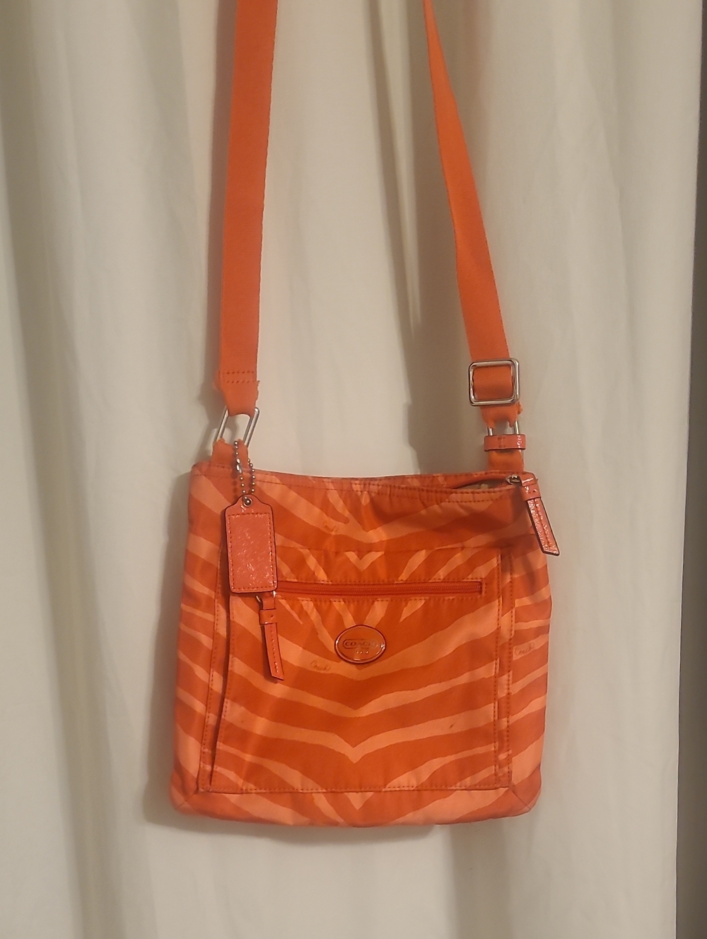 Coach Orange Zebra Stripe Crossbody Bag